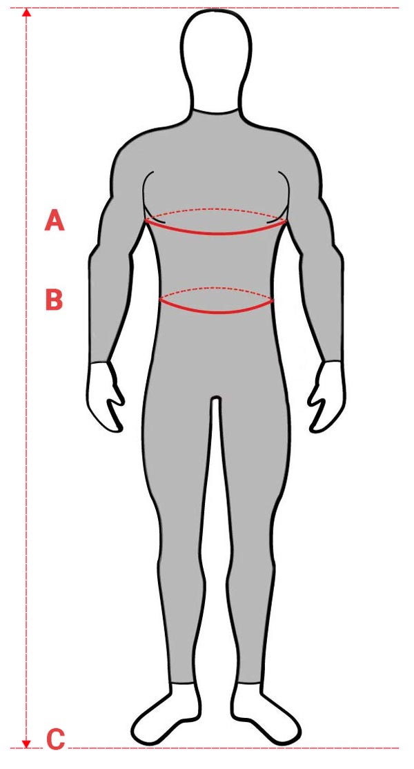 Size chart for motorcycle Dainese leather suits